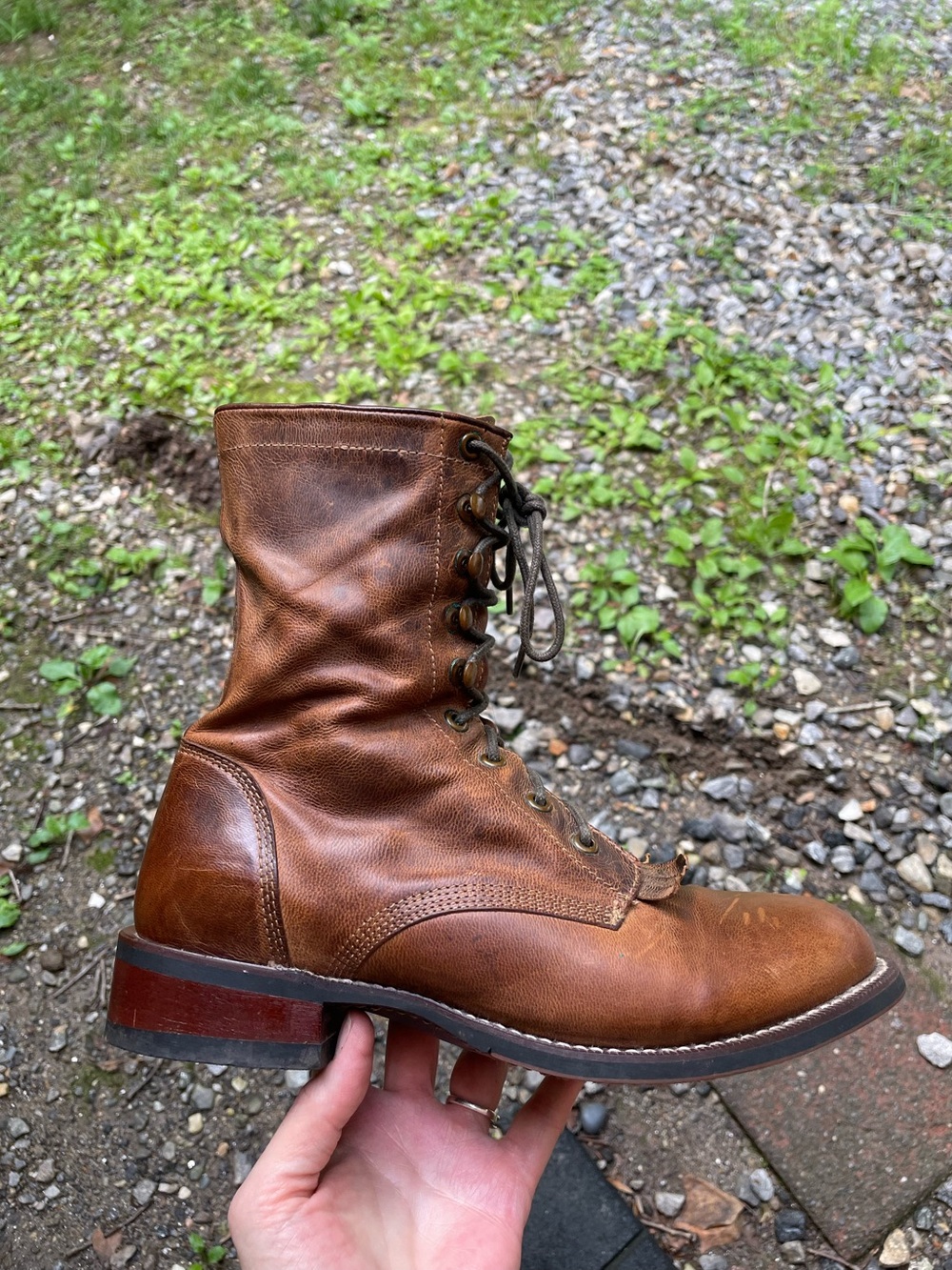 Laredo Lace Up Western Distressed Leather Boots Size 9 Woman’s